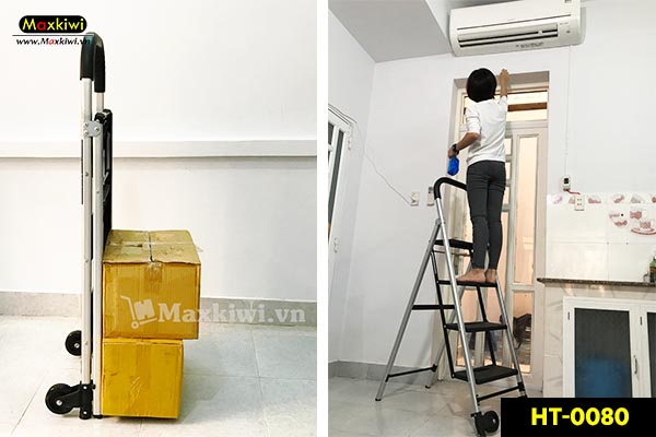 Xe đẩy hàng kết hợp thang xếp