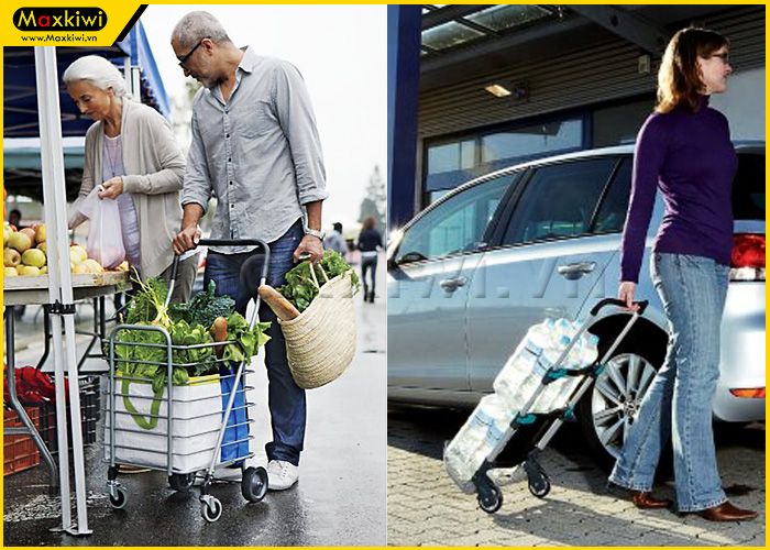Xe đẩy hàng gia đình hỗ trợ người lớn tuổi vận chuyển hàng hóa dễ dàng
