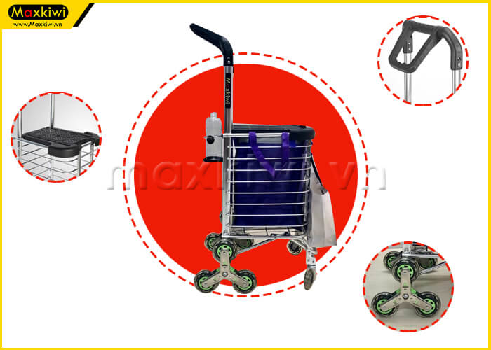 Xe đẩy hàng đi chợ được thiết kế leo được bậc thềm siêu độc lạ
